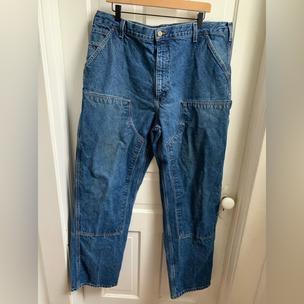 Men's Carhartt Double Front Dungaree Denim Jeans 40x34